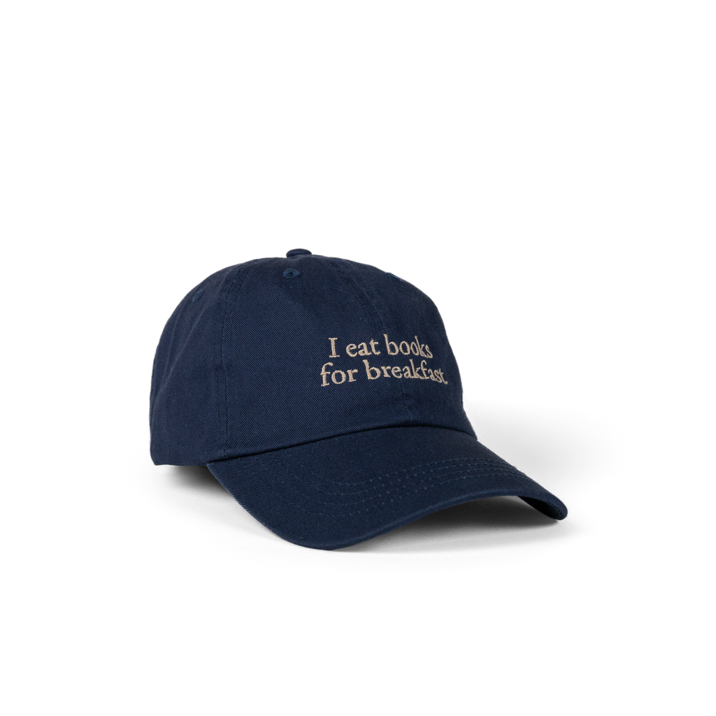 The Eye Cap in navy, seen from the side