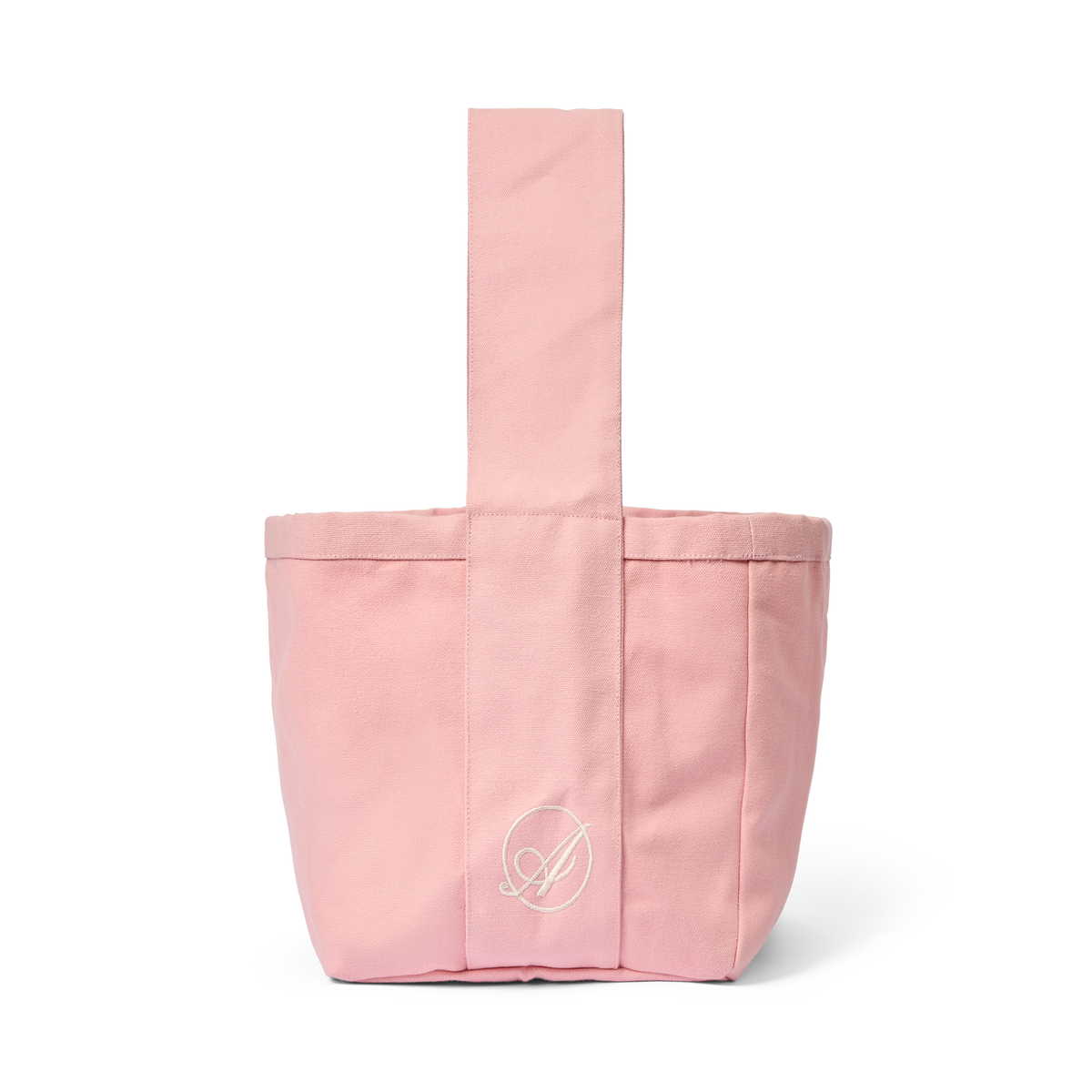 Wolves of Eternity Extra Bag in dusty rose cotton canvas, front view with the embroidered Abelo emblem
